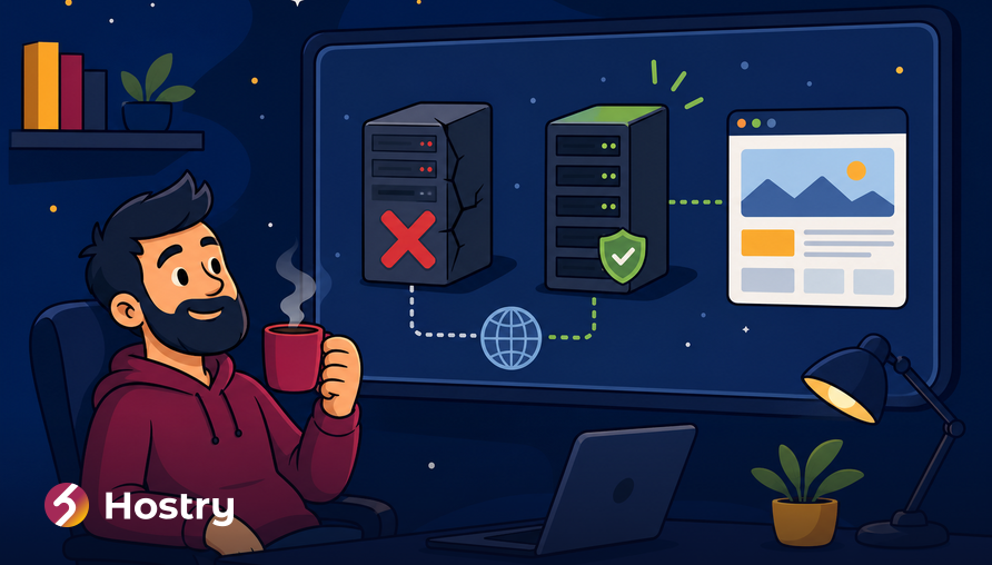 Secondary DNS: a sysadmin stays calm while a backup DNS server keeps the website online after the primary fails