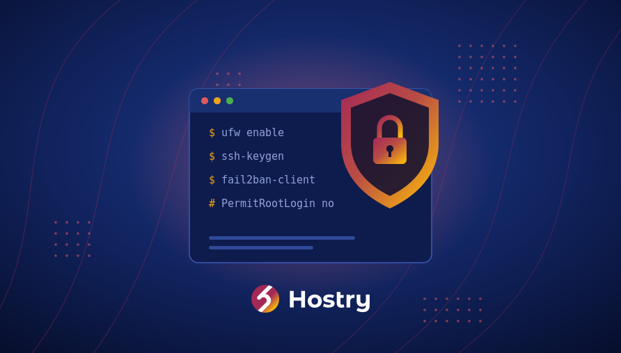 Hostry: how to secure a new Linux VPS – terminal and security shield